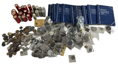 A large quantity of all world coinage including pennies, halfpennies, half crowns, commemoratives,