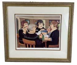 † BERYL COOK; a limited edition print, 'Bridge Party', signed lower right, numbered 66/650, 38 x