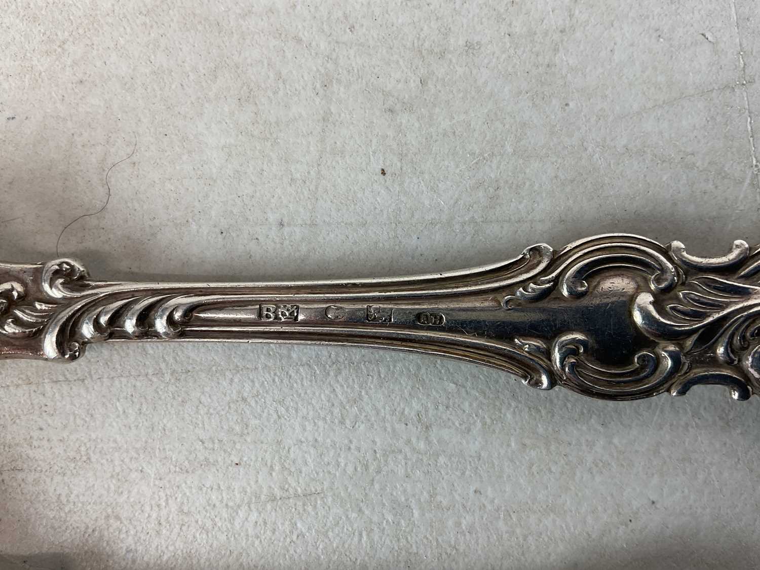 AARON HADFIELD & SON; a Victorian hallmarked silver matching fork and spoon, Sheffield 1845, - Image 2 of 2