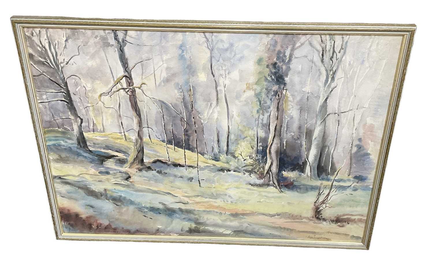 † GEORGE PENNEFATHER (1905-1967); watercolour, rural scene, 'Wooded Slope, Cork', 55 x 75cm,