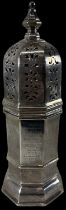 JOHN HENRY RAWLINGS; a large late Victorian hallmarked silver sugar caster, inscribed to the