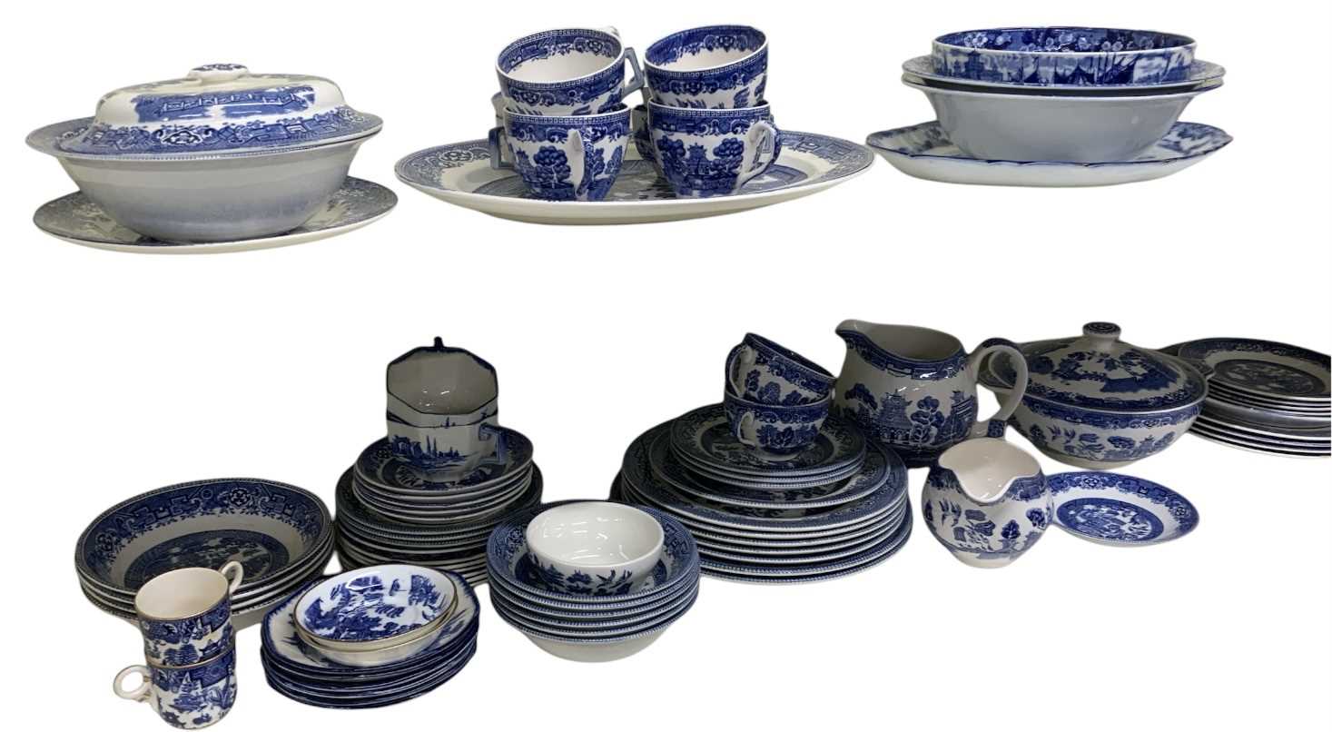 A large quantity of blue and white 'Willow' pattern ceramics, including Washington 'Old Willow',