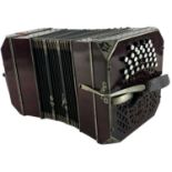 A late 19th/early 20th century bandoneon concertina, rosewood with mother of pearl mounted keys,