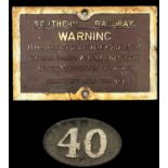 A Southern Railway sign, 'Warning is hereby given under Section 97(2) of the Southern Railway Act