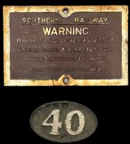 A Southern Railway sign, 'Warning is hereby given under Section 97(2) of the Southern Railway Act