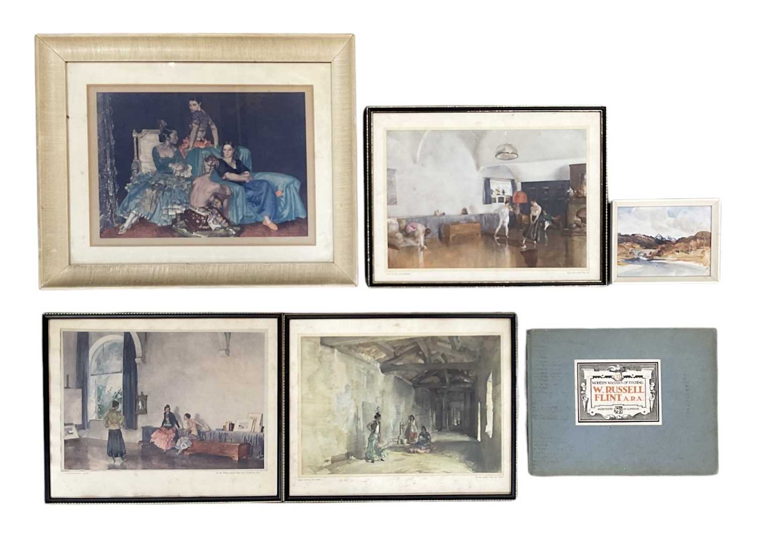 WILLIAM RUSSELL FLINT; 'Modern Masters of Etching' book, four William Russell Flint framed prints