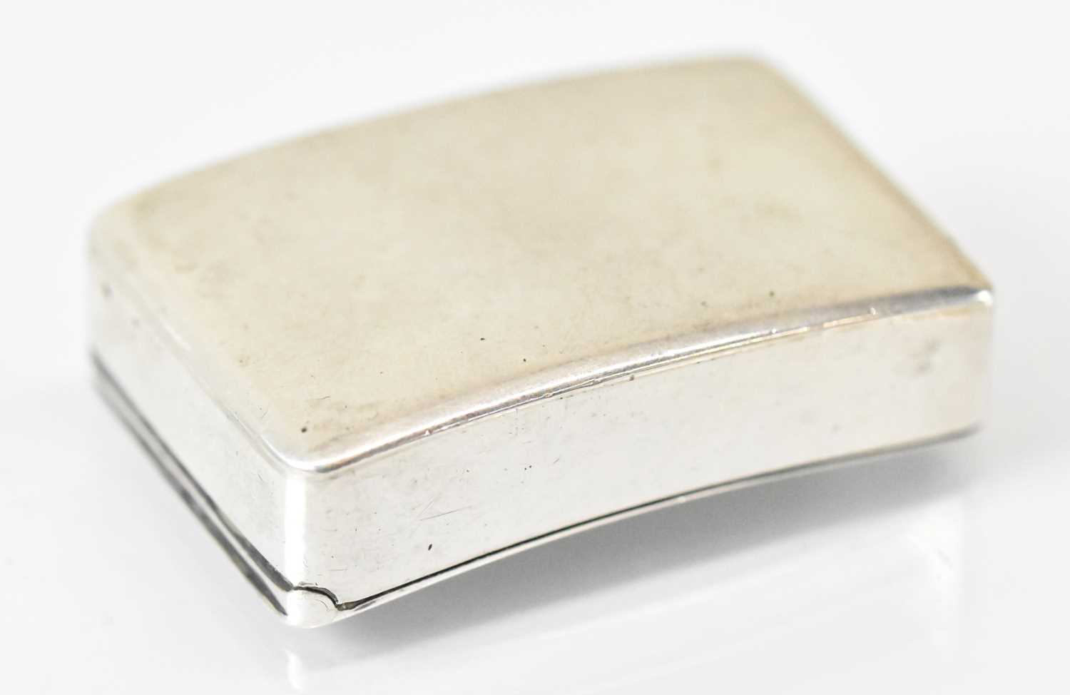 GEORGE UNITE; a Victorian hallmarked silver curved snuff box with engraved inscription and gilt