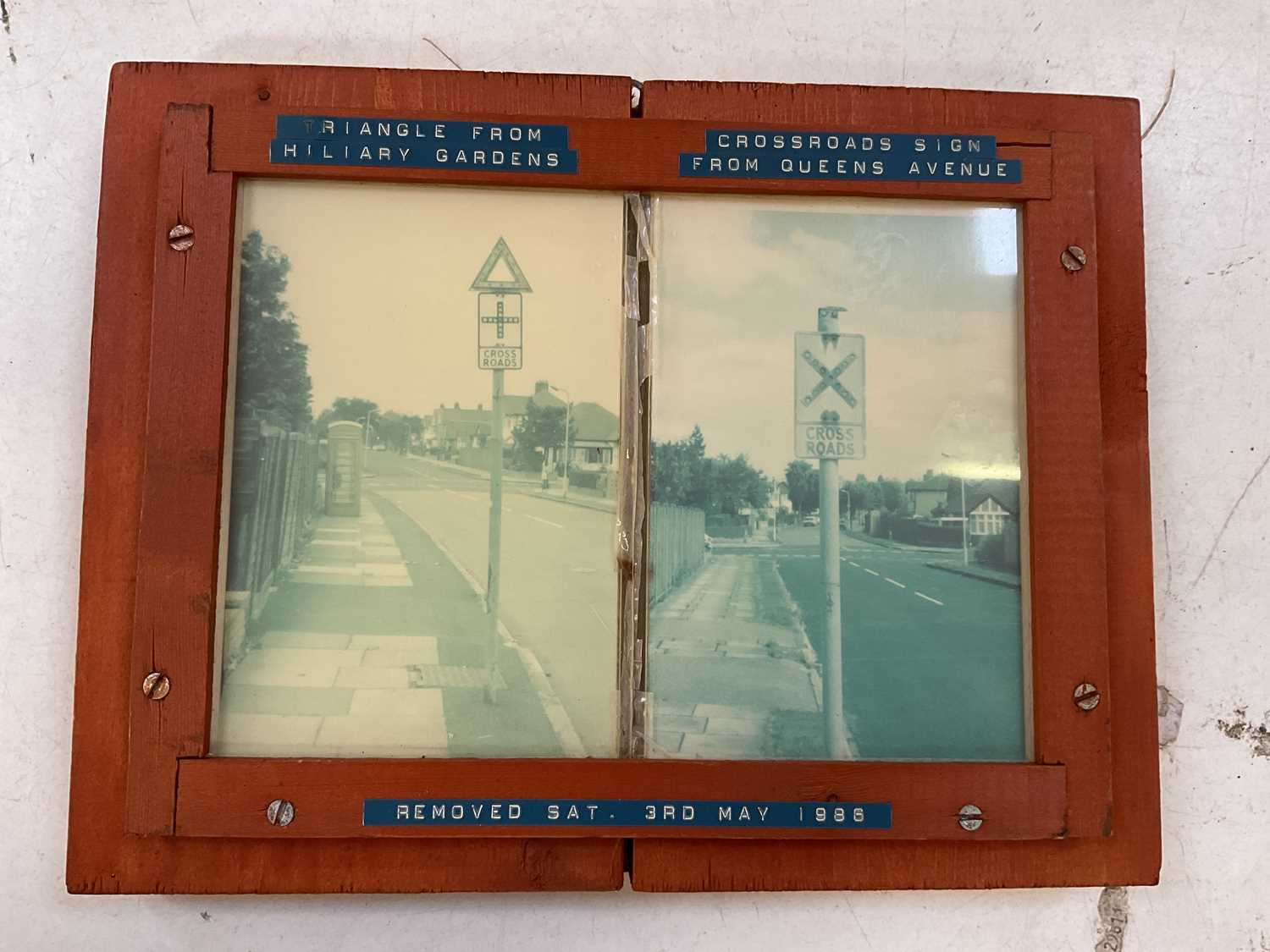 A vintage low bridge sign with red triangle and reflectors to top, '380 yds Low Bridge Headroom - Image 3 of 3