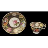 SPODE; a porcelain teacup and saucer decorated in the '1166' pattern, diameter of saucer 14cm,