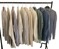 A group of ten gentleman's designer shirts including Armani, TM Lewin, Harvie & Hudson, etc.