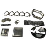 A group of silver and costume jewellery including a 925 grade silver bracelet, length 18cm, approx