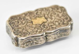 NATHANIEL MILLS; a William IV hallmarked silver vinaigrette with engraved decoration and pierced