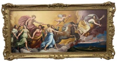 J DIMINO; oil on canvas, 'The Carriage of Apollo', signed lower right and dated 1898, 48 x 109cm,