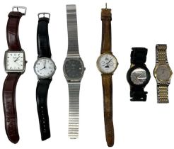 A group of six gentleman's wristwatches including Accurist, Timex, Corvette, etc.