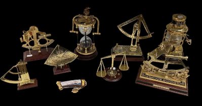 THE FRANKLIN MINT; a group of modern brass items including a National Maritime Historical Society