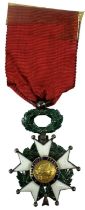 A French Legion of Honour white and green enamelled medal, dated 1870 and inscribed 'République