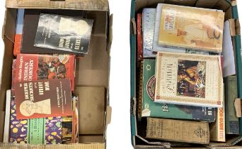 Two boxes of various cookery books.