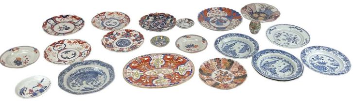 A group of Oriental ceramics, including eight Japanese Imari decorated circular dishes, a Japanese