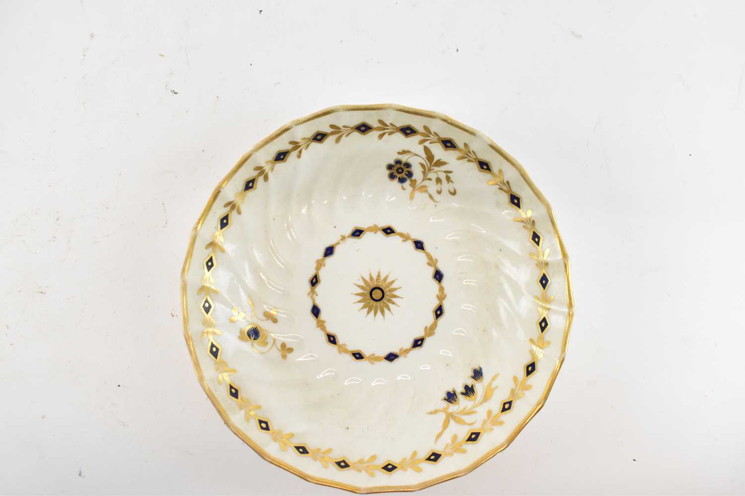 A first period Worcester gilt decorated saucer, diameter 14cm, and matching first period Worcester - Image 3 of 3