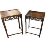 A Chinese rosewood side table, 33 x 46cm, and another similar Chinese rosewood side table, 32 x 43cm