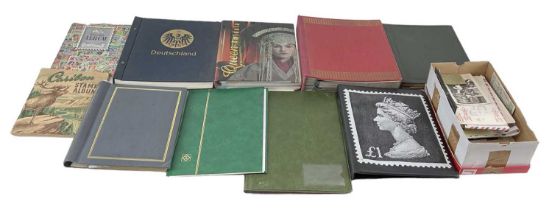 An all world stamp collection contained in ten albums, with some loose, in packs and covers etc.