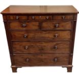 A Victorian mahogany chest of three cushion drawers over two short and three long drawers, width