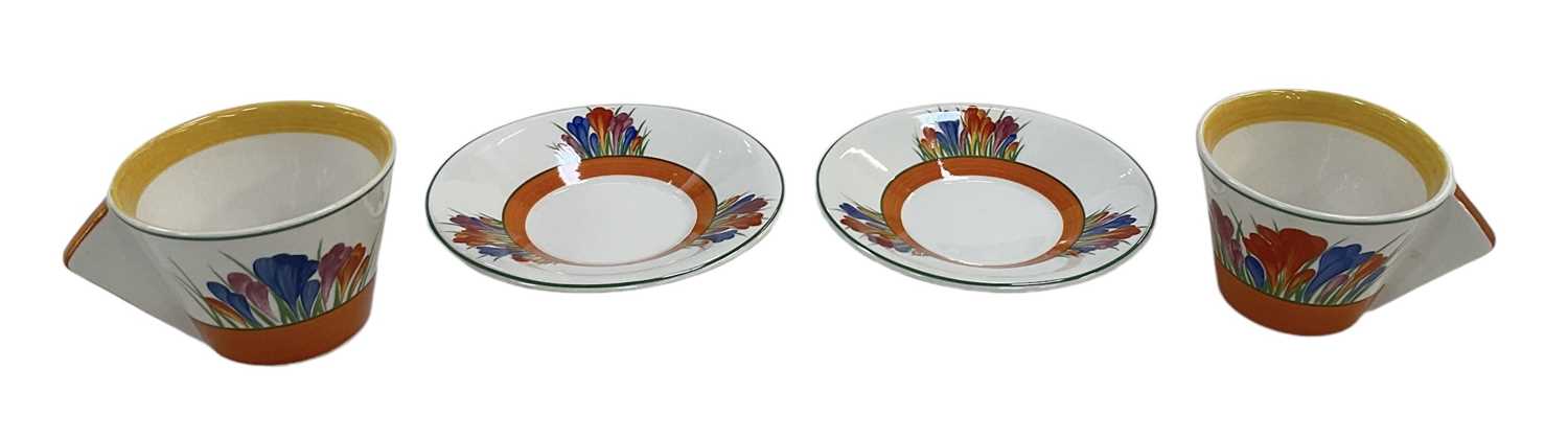 BRADFORD EXCHANGE; a boxed Clarice Cliff 'Crocus' pattern 'Tea for Two', comprising saucer, mik - Image 2 of 5