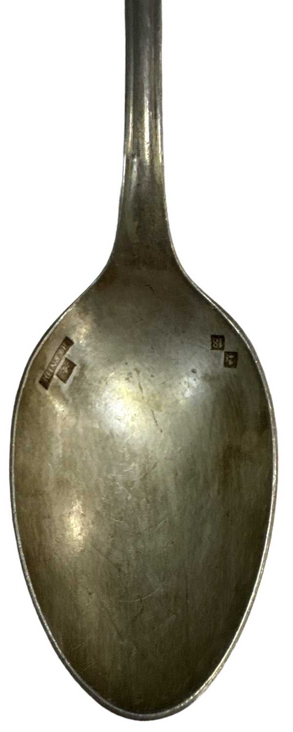 A white metal soup ladle, indistinct marks, a white metal teaspoon (marked '18'), a Moroccan white - Image 2 of 2