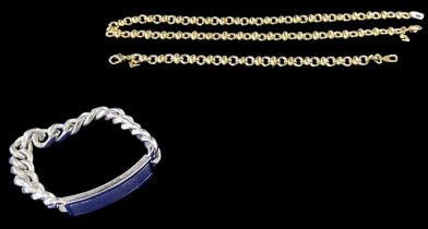 PIERRE CARDIN; a cased necklace, length 46cm, with matching bracelet, length 19cm, together with a