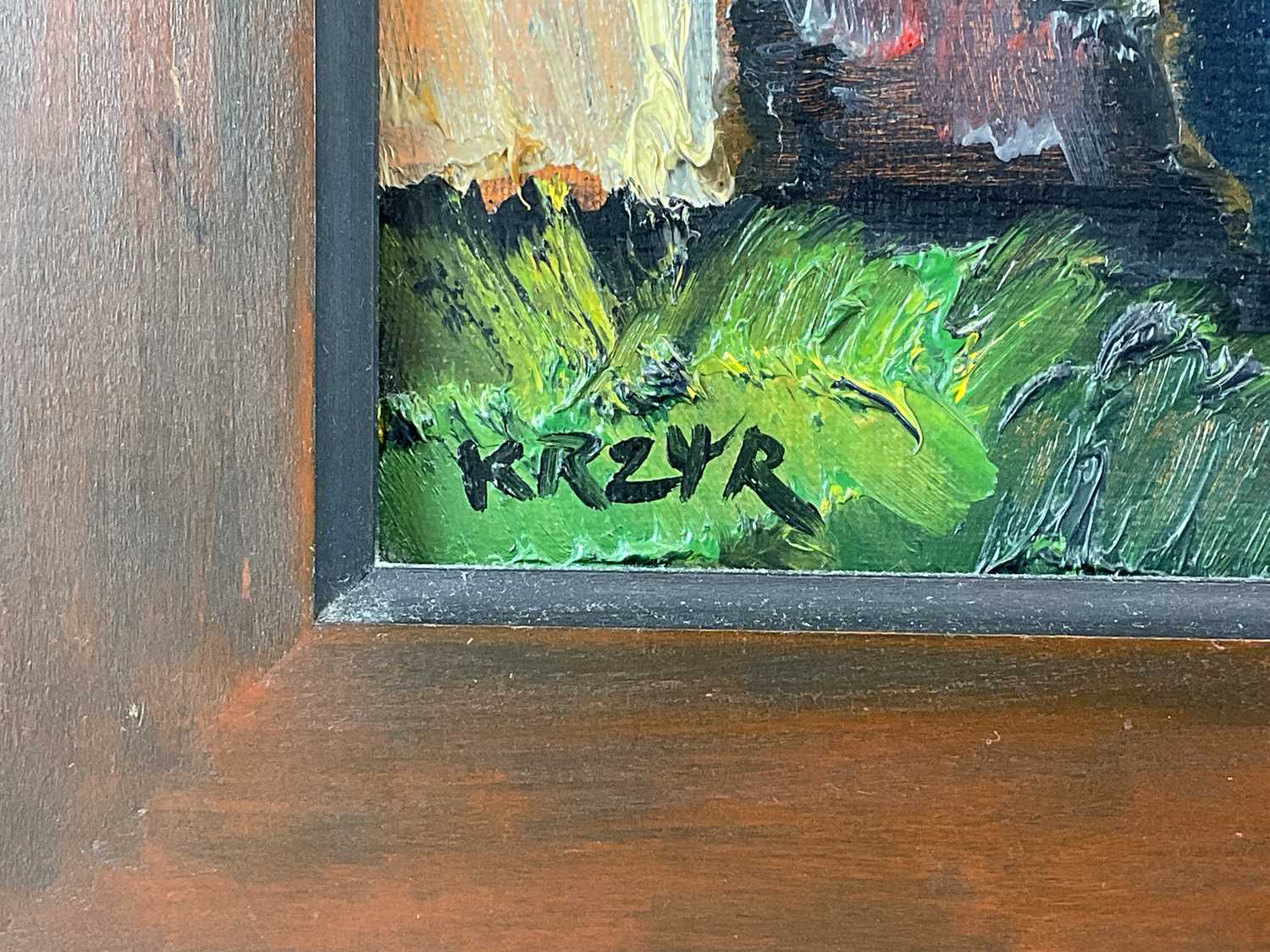 † KRZYSZTOF RACZYNSKI KRZYR; oil on canvas, rural landscape scene, signed lower left, inscription - Image 2 of 5