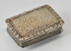 NATHANIEL MILLS; a William IV hallmarked silver vinaigrette with pierced gilt interior, Birmingham