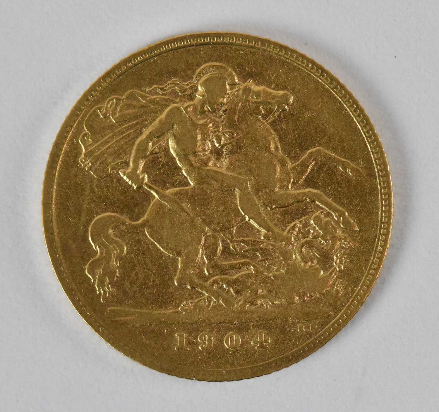 An Edward VII 1904 half sovereign.