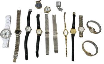 A group of eleven lady's wristwatches including Sekonda, Accurist, Romano and Fossil.