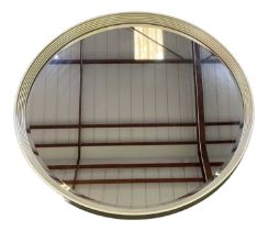 ASTLEY; a large modern circular bevelled glass wall mirror with silvered frame, diameter 107cm.