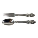 AARON HADFIELD & SON; a Victorian hallmarked silver matching fork and spoon, Sheffield 1845,