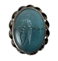 A 19th century white metal intaglio brooch, 2.5 x 2cm.