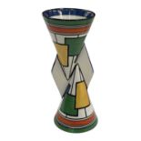 WEDGWOOD; a Clarice Cliff Bradford Exchange 'Bizarre' decorated Yoyo vase in the 'Circles and