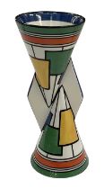 WEDGWOOD; a Clarice Cliff Bradford Exchange 'Bizarre' decorated Yoyo vase in the 'Circles and