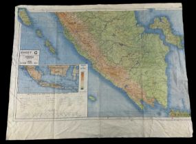 A WWI silk escape map of Sumatra.
