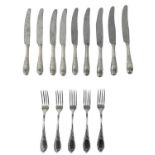 A set of six Russian 875 grade table forks and matching set of nine 875 grade hallmarked silver