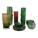 A group of art glass including Whitefriars, Czech glass etc, height of tallest 26cm (8).