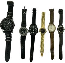 A group of six lady's and gentleman's fashion watches including Sekonda, Lorus, etc.