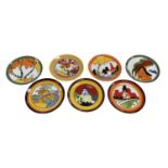 WEDGWOOD; a collection of seven Clarice Cliff Bradford Exchange 'Bizarre' decorated plates