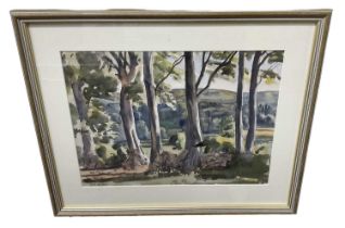 † TOM NISBET (1909-2001); watercolour, rural forest scene, signed lower left, 26.5 x 36.5cm,