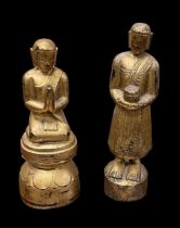 A Burmese gilt wood figure of Buddha praying, height 24cm, and a further gilt wood figure, height