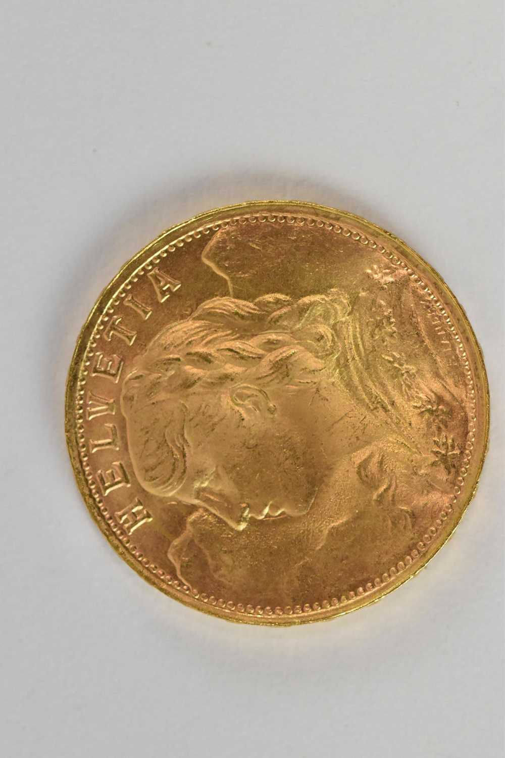 A 1947 Swiss franc gold coin, diameter 2cm, approx 6.5g. - Image 2 of 2