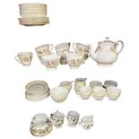 A Colclough part tea service comprising seven teacups, teapot, sugar bowl, milk jug, seven saucers