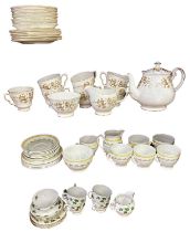 A Colclough part tea service comprising seven teacups, teapot, sugar bowl, milk jug, seven saucers