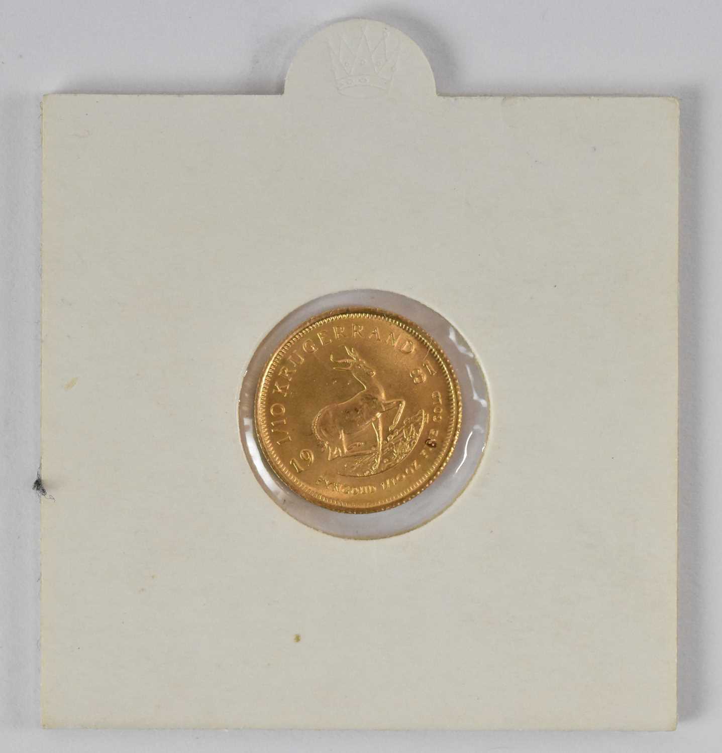 A 1981 1/10 oz fine gold krugerrand.