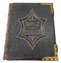 A 19th century leather bound Bible.